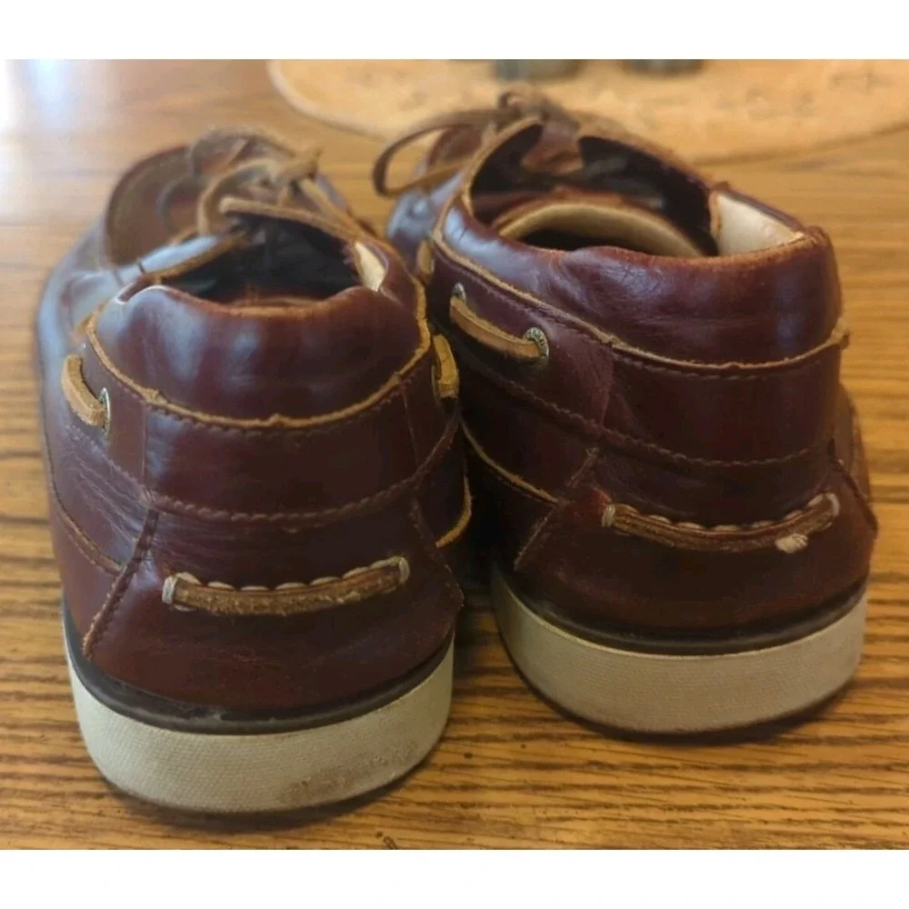 L.L. Bean Leather Brown Moccasin Boat Shoes‎ Size 9 M Lace Up Loafers